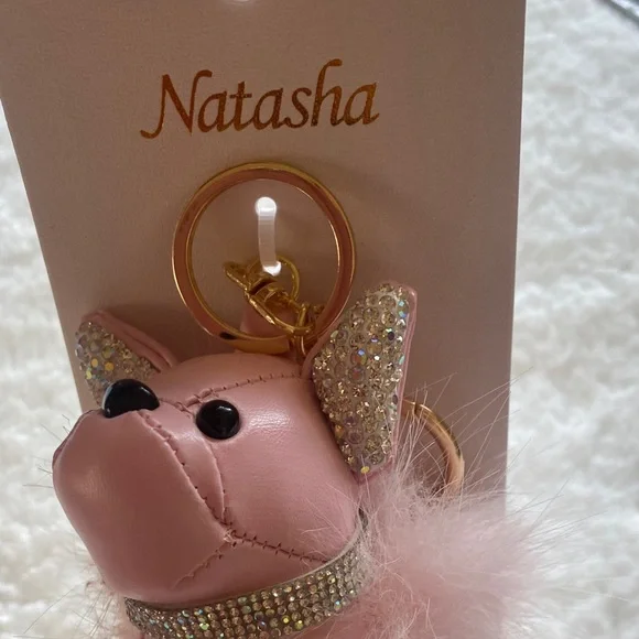 Pink Rhinestone Dog Keychain - Picture 8 of 10